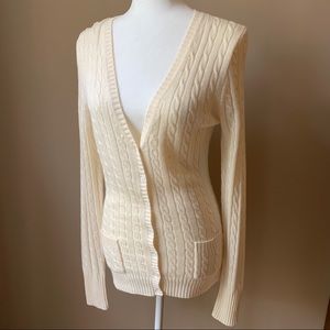 J Crew cream medium cardigan knit